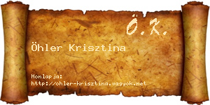 Öhler Krisztina névjegykártya